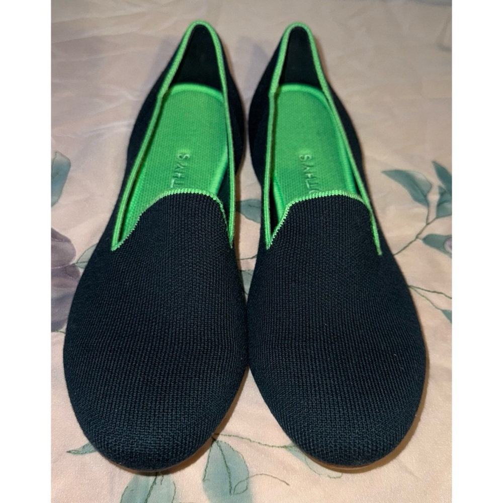 New Rothy's Forest Green and Neon Green Loafers Size 10W - Picture 3 of 11